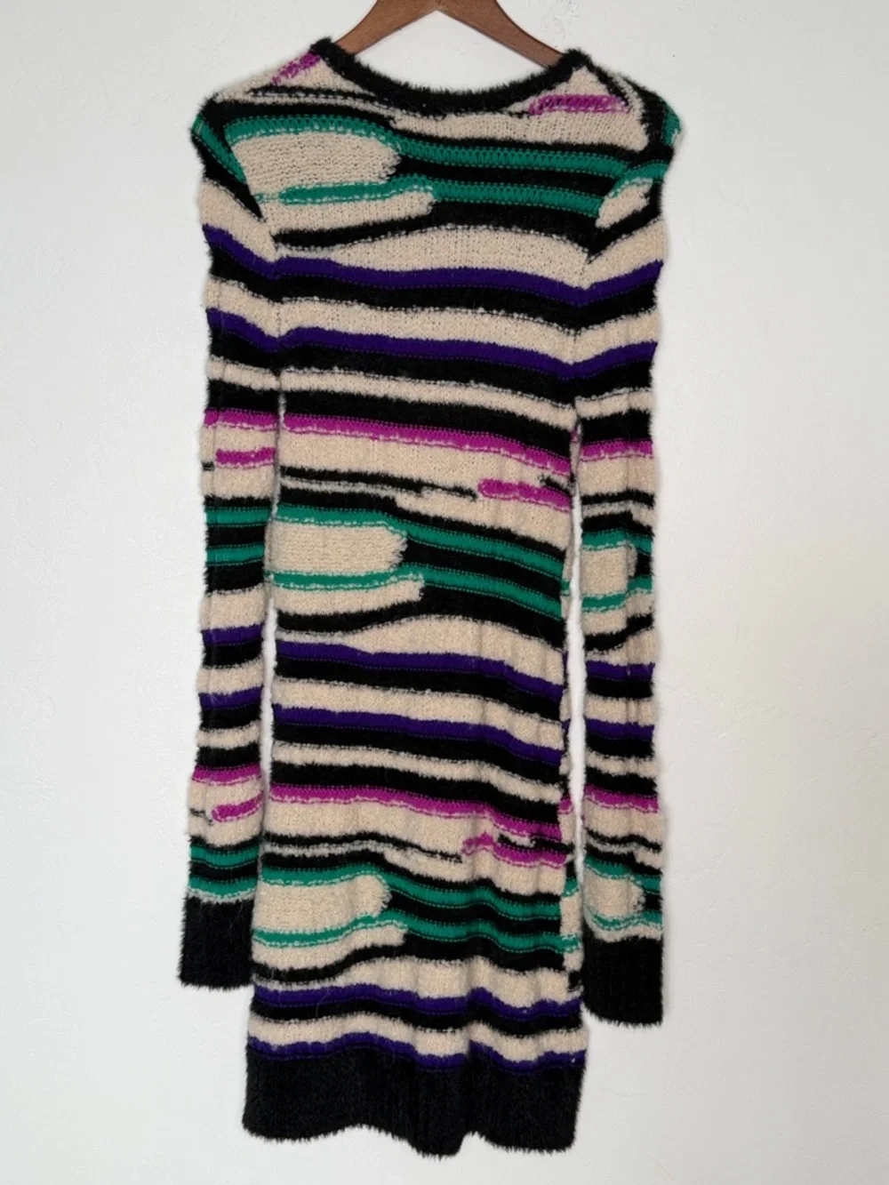 AMUR Lorelle Teddy Sweater Dress Wool Alpaca Striped Mini Dress Size Small NWT